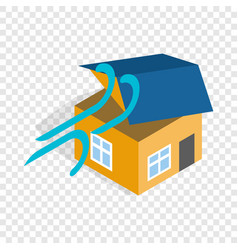 Hurricane Destroyed House Isometric Icon