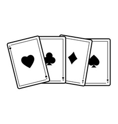 Playing Cards Icons In A Flat Contoured Thin