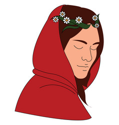 Woman With Red Hood On White Background