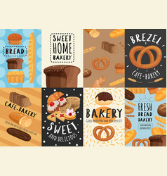 Bread and bun banner for bakery shop template Vector Image