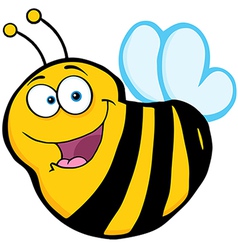 Smiling Bee Flying With A Honey Bucket Royalty Free Vector