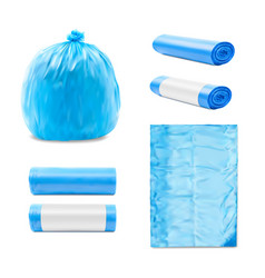 Blue Plastic Garbage Bags Realistic Sacks Mockup