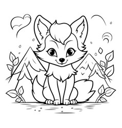 Coloring Page Outline Of A Cute Fox With Heart