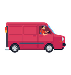 Logistic Worker Driving Van