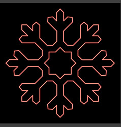 Neon Snowflake Red Color Image Flat Style