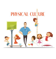 Physical Culture Lesson Retro Cartoon