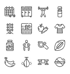 Set Of Fitness And Gym Accessories Linear Icons