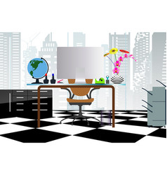 Business Concept A Desktop At Office Flat Style