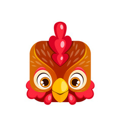 Chicken Cartoon Kawaii Square Animal Face Hen