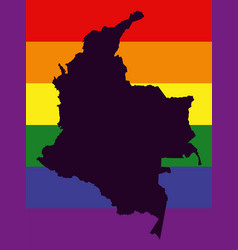 Colombia Lgbt Map With Rainbow Color Flag