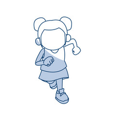 Cute Girl With Her Hair Tied Up In A Bun Cartoon