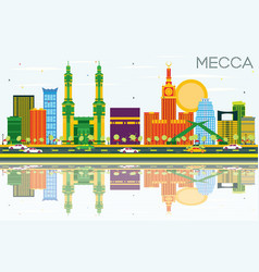 Mecca Skyline With Color Landmarks Blue Sky