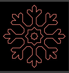 Neon Snowflake Red Color Image Flat Style