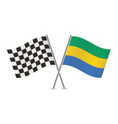 Checkered Racing And Gabon Crossed Flags