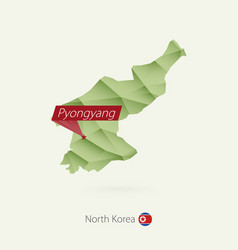 Green Gradient Low Poly Map North Korea