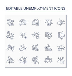 Unemployment Line Icons Set