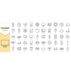 Simple Outline Set Of Computer Icons Linear Style