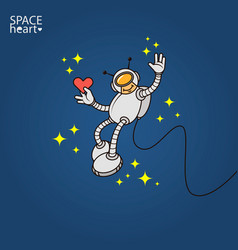 Humanoid Astronaut With Heart In Hand