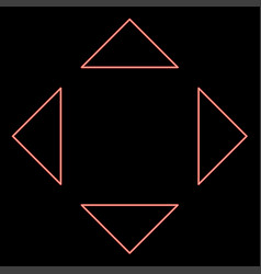 Neon Four Arrows Pointing From The Center Symbol