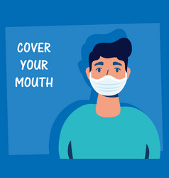 Man Using Face Mask With Cover Your Mouth