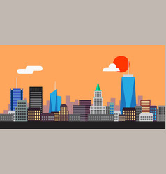 New York City Highrise Skyline Simplicity Flat