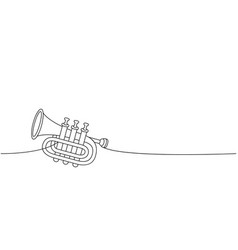 Trumpet One Line Continuous Drawing Musical