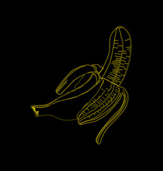 Banana In Yellow Colour On Black Background