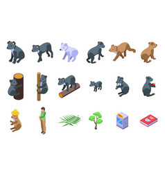 Koala Icons Set Isometric Australian Bear