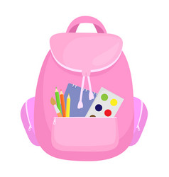 Pink School Backpack With Open Pocket Showing