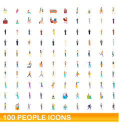 100 People Icons Set Cartoon Style