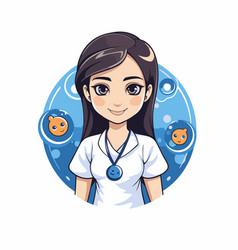 Cute Girl Doctor In Medical Uniform Cartoon