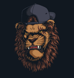 Lion Angry Wearing Backwards Hat