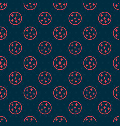 Red Line Full Moon Icon Isolated Seamless Pattern