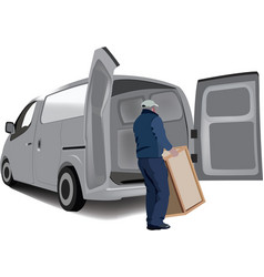 Worker Person Loads The Van With Furniture