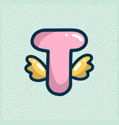 Unicorn Font Pink Letter T With Wings