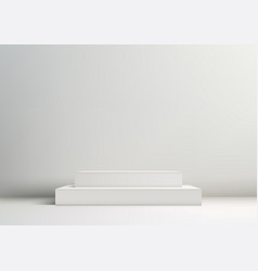 3d White Podium Stair With A Light Shines