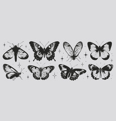 Butterflies Of Black Wings In The Style Of Grunge