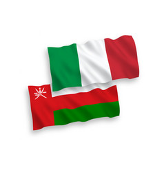 Flags Of Italy And Sultanate Of Oman On A White