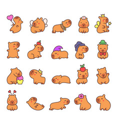 Kawaii Happy Capybara Cute Cartoon Funny Animals