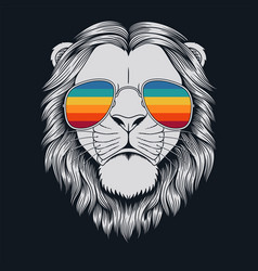 Lion Head Retro Wearing Eyeglasses