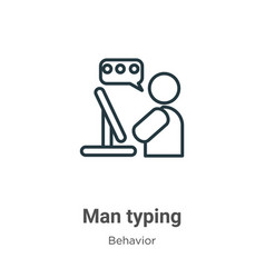 Man Typing Outline Icon Thin Line Black