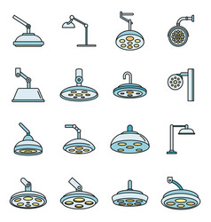 Modern Surgical Light Icons Set Color Line