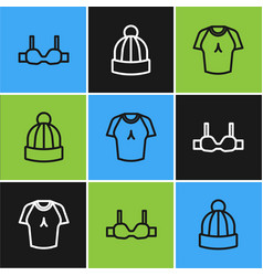 Set Line Bra T-shirt And Winter Hat Icon