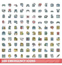 100 Emergency Icons Set Color Line Style