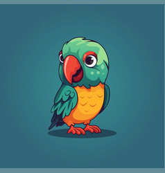 Cute Parrot Cartoon Mascot Character With Fun