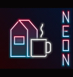 Glowing Neon Line Cup Of Tea With Milk Icon