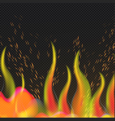 Realistic Red-yellow Fire On A Dark Background