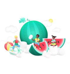 Watermelon Summer Beach Party And Tiny Kids Cute