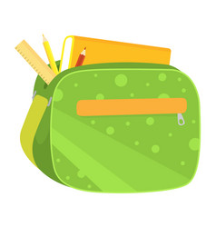 Green School Backpack With Yellow Ruler