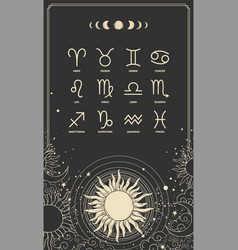 Horoscope Card With 12 Zodiac Sign Symbols On